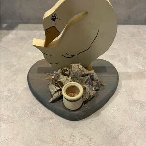 Charming Wooden Duck Heart Art Decor